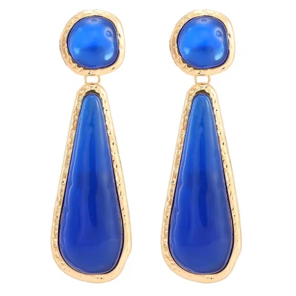 Selena Gomez Gold Blue Resin Earrings - Picture 1 of 2